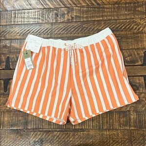 Swim trunks Orange and White Striped Shorts
